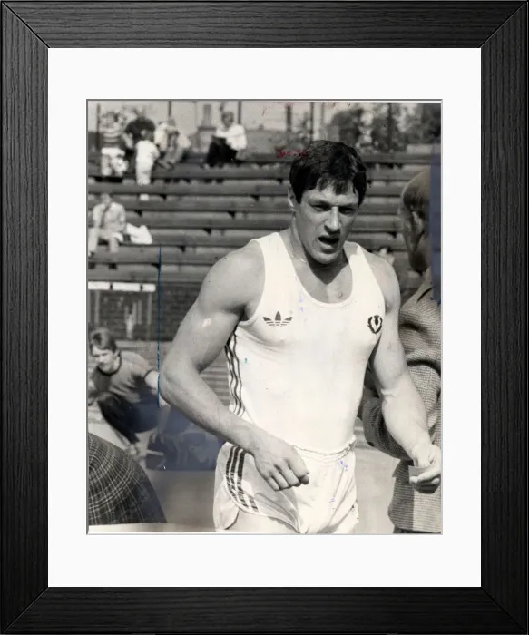 Framed Print : Allan Wells after his Edinburgh win Sport athletics circa 1983 Framed Print : Allan Wells after his Edinburgh win Sport athletics circa 1983