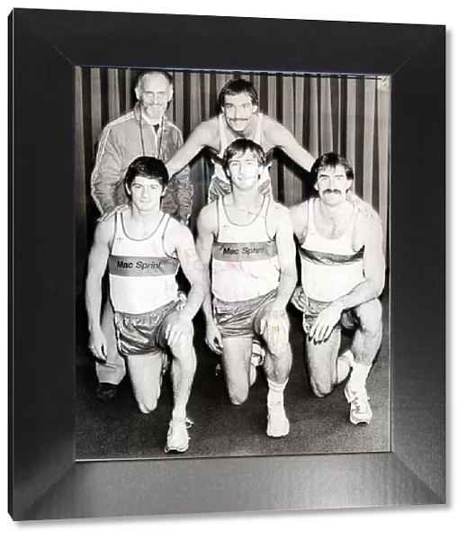Drew mcMaster 1984 coach Bill walker and the Mac Sprint team Buster Watson