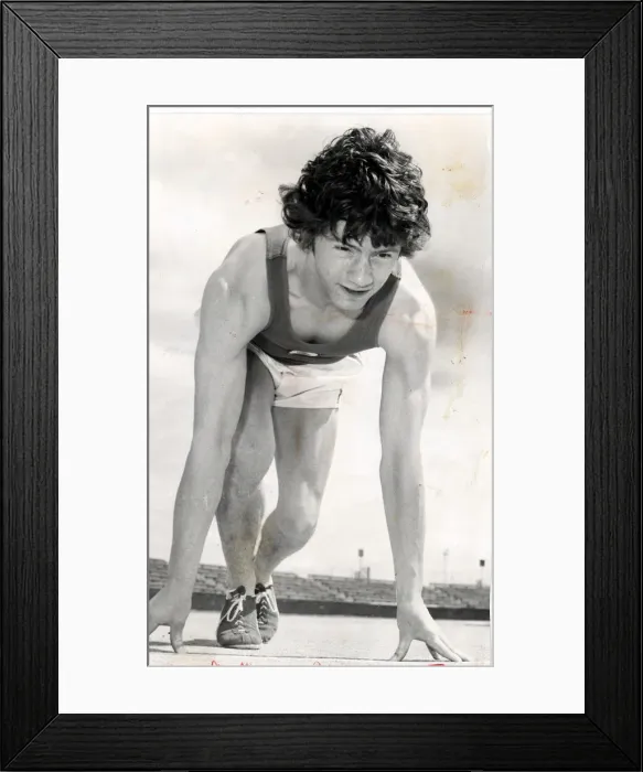 Framed Print : Drew Mcmaster Sport athletics circa 1978 training at Mewdowbank