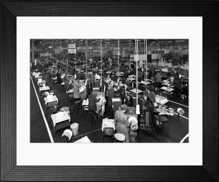 Framed Print : A section of the Transformer coil winding shop at the English Electric Company Framed Print : A section of the Transformer coil winding shop at the English Electric Company