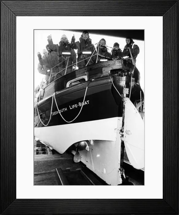 Framed Print : The old Teesmouth lifeboat being launched for the last time after lifeboat chiefs