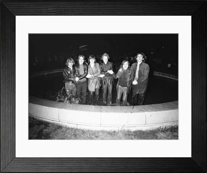 Framed Print : New Year Revellers seeing in 1973 by taking a quick dip in the fountain in Centenary