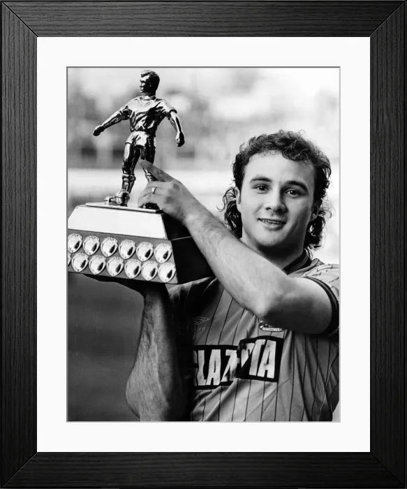 Framed Print : Sky Blues Striker Terry Gibson with his Player of the Year Framed Print : Sky Blues Striker Terry Gibson with his Player of the Year