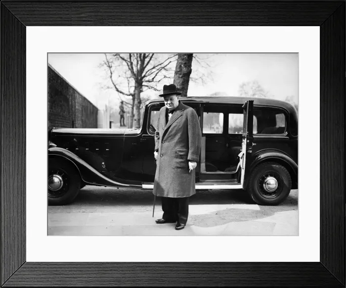 Framed Print : First Lord of the Admiralty Winston Churchill arriving at Number 10 Downing Street for a