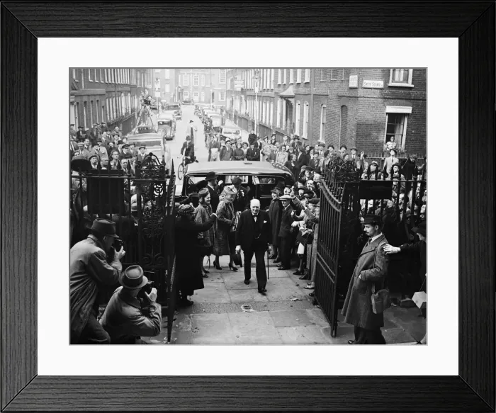 Framed Print : First Lord of the Admiralty Winston Churchill attending the wedding of his son Randolph Framed Print : First Lord of the Admiralty Winston Churchill attending the wedding of his son Randolph
