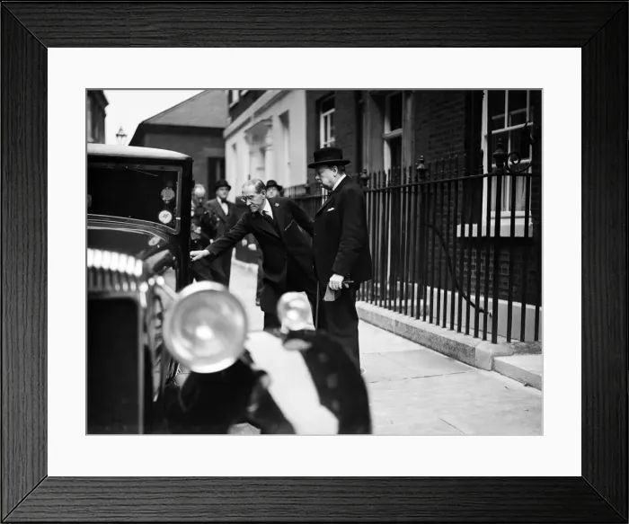 Framed Print : Winston Churchill pictured leaving Number 10 Downing Street during the crisis over Nazi