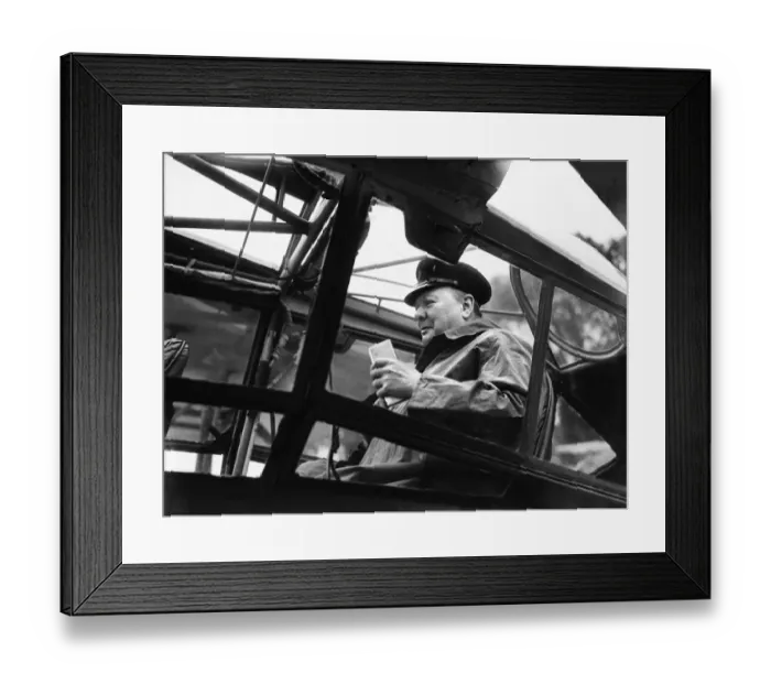 Framed Print : British Prime Minister Winston Churchill pictured on his visit to Normandy in Northern Framed Print : British Prime Minister Winston Churchill pictured on his visit to Normandy in Northern