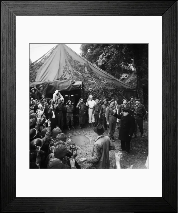 Framed Print : British Prime Minister Winston Churchill pictured on his visit to Normandy in Northern