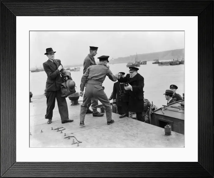 Framed Print : British Prime Minister Winston Churchill pictured on his visit to Normandy in Northern