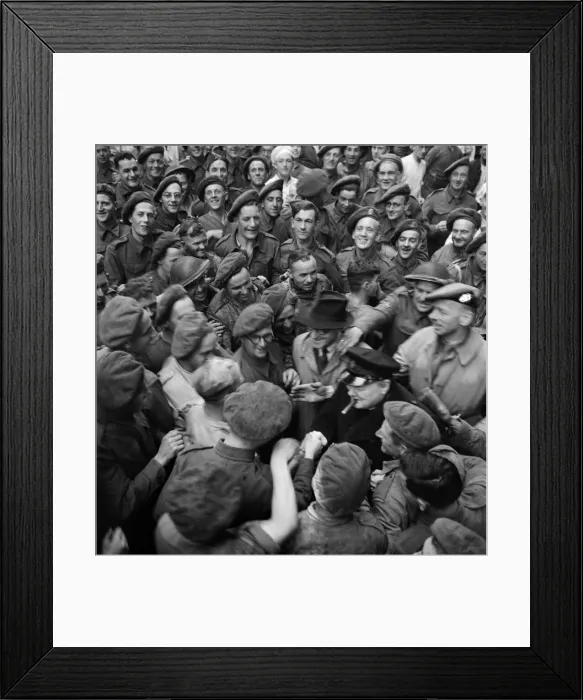 Framed Print : British Prime Minister Winston Churchill pictured on his visit to Normandy in Northern Framed Print : British Prime Minister Winston Churchill pictured on his visit to Normandy in Northern