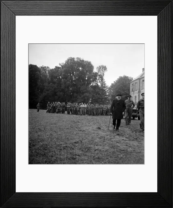 Framed Print : British Prime Minister Winston Churchill pictured on his visit to Normandy in Northern Framed Print : British Prime Minister Winston Churchill pictured on his visit to Normandy in Northern