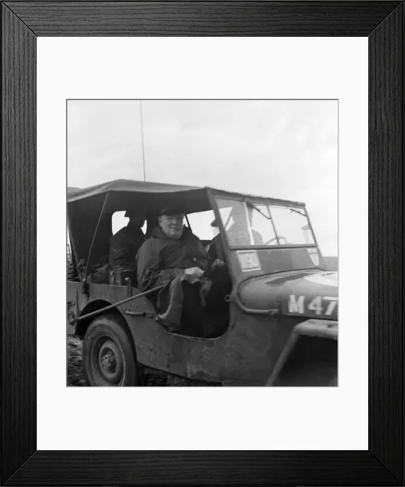 Framed Print : British Prime Minister Winston Churchill pictured on his visit to Normandy in Northern Framed Print : British Prime Minister Winston Churchill pictured on his visit to Normandy in Northern