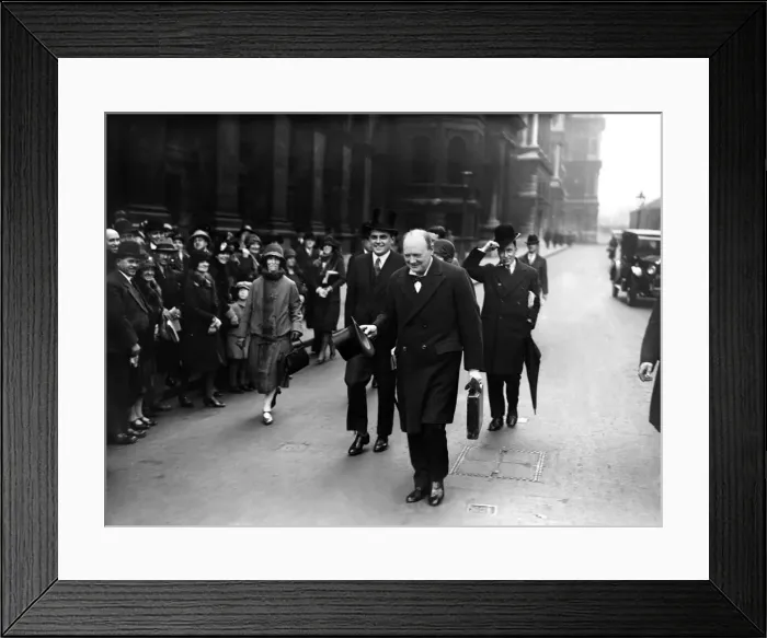 Framed Print : Chancellor of the Exchequer Winston Churchill carrying his dispatch case on his way to Framed Print : Chancellor of the Exchequer Winston Churchill carrying his dispatch case on his way to