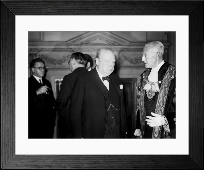 Framed Print : British Prime Minister Winston Churchill attends a luncheon at Mansion House where he met Framed Print : British Prime Minister Winston Churchill attends a luncheon at Mansion House where he met