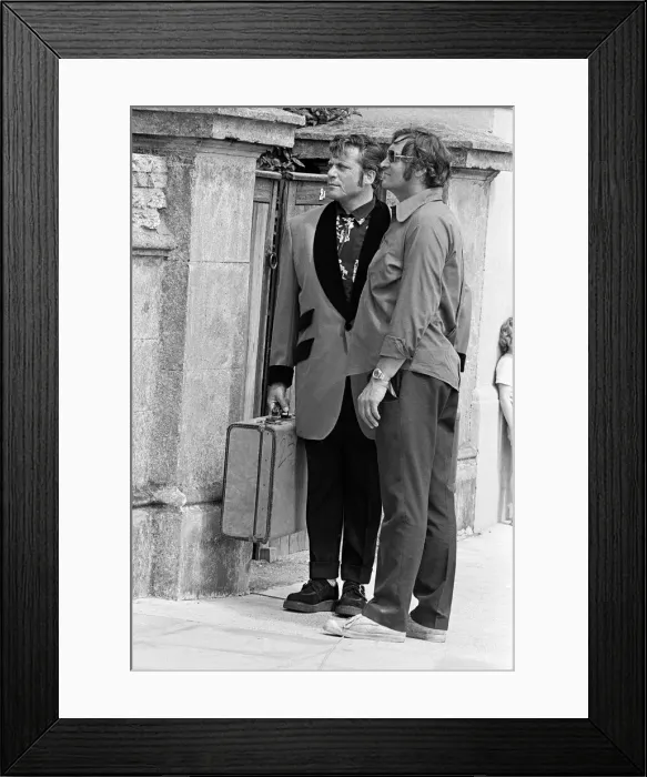 Framed Print : Actor Oliver Reed dressed in Teddy Boy clothing during a break in filming of the pop Framed Print : Actor Oliver Reed dressed in Teddy Boy clothing during a break in filming of the pop