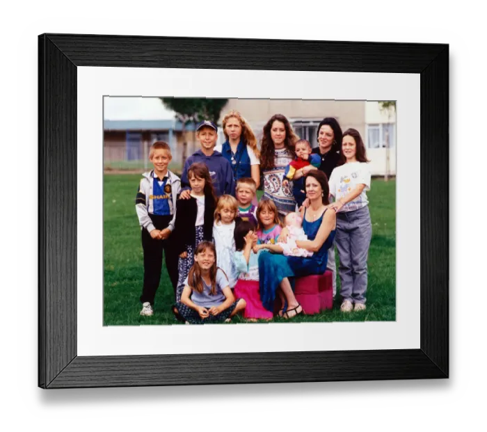 Framed Print : The Harvey Family, mother, Marie Harvey pictured with her family