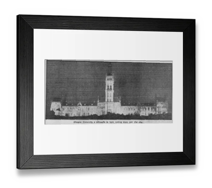 Framed Print : DAILY RECORD PHOTOGRAPH FROM PAPER 9TH MAY 1945 GLASGOW UNIVERSITY LIT LIGHTS