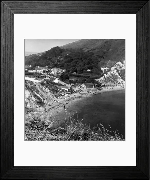 Framed Print : Lulworth Cove and Bindon Hill, Dorset. Circa 1955