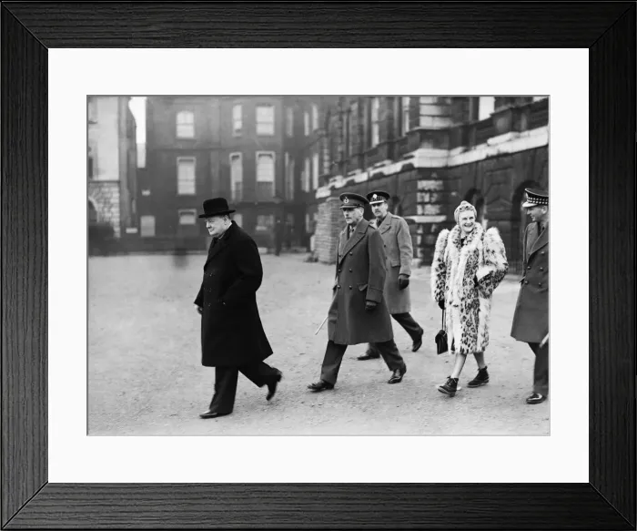 Framed Print : British Prime Minister Winston Churchill, accompanied by his wife Lady Churchill Framed Print : British Prime Minister Winston Churchill, accompanied by his wife Lady Churchill