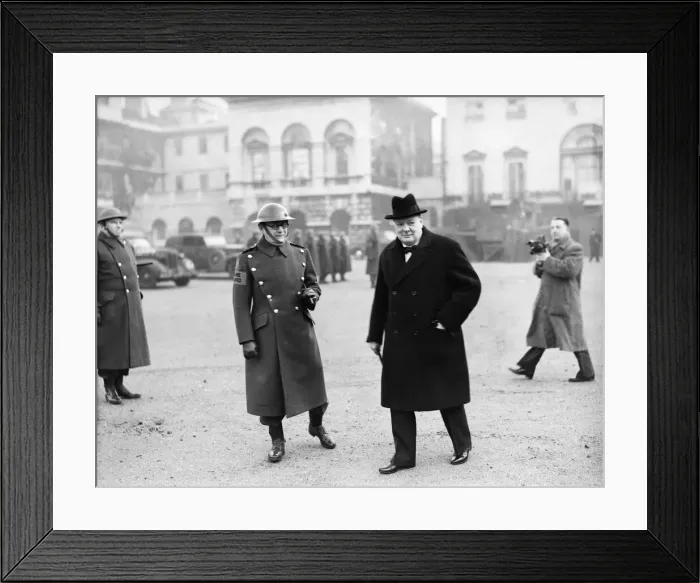 Framed Print : British Prime Minister Winston Churchill, accompanied by his wife Lady Churchill