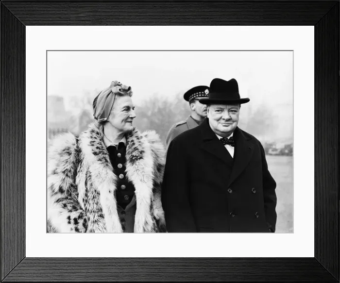 Framed Print : British Prime Minister Winston Churchill, accompanied by his wife Lady Churchill