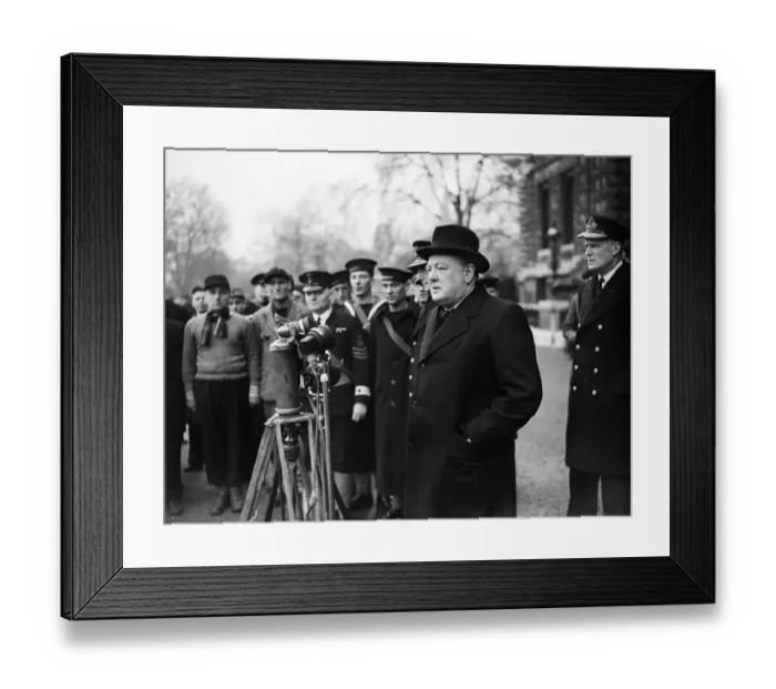 Framed Print : First Lord of the Admiralty Winston Churchill inspecting sailors from HMS Hardy on Horse Framed Print : First Lord of the Admiralty Winston Churchill inspecting sailors from HMS Hardy on Horse