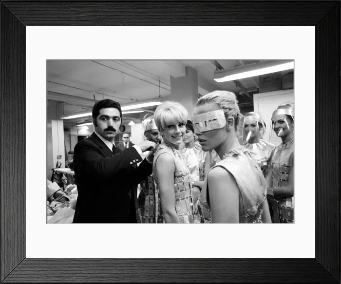 Framed Print : Fashion designer Paco Rabanne on the film set of Casino Royale at Elstree