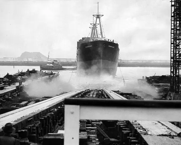 Launching of the cargo ship Rembrandt, built and engined by the Smith