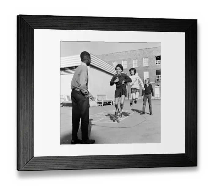 Framed Print : Children playing at Penton Junior School, Islington, North London, 11th March 1971 Framed Print : Children playing at Penton Junior School, Islington, North London, 11th March 1971