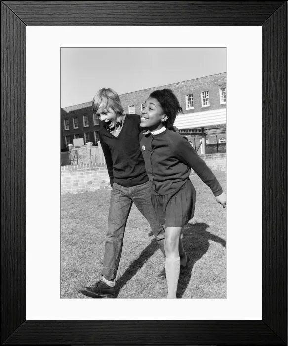 Framed Print : Children playing at Penton Junior School, Islington, North London, 11th March 1971