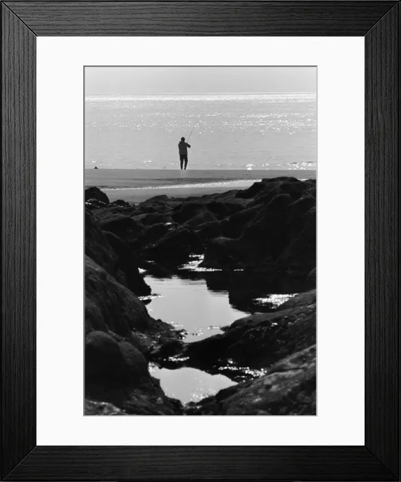Framed Print : Ebbw Vale, Wales. Sea angler tries his luck off the mumbles of Ebbw Vale, 11th March 1971 Framed Print : Ebbw Vale, Wales. Sea angler tries his luck off the mumbles of Ebbw Vale, 11th March 1971