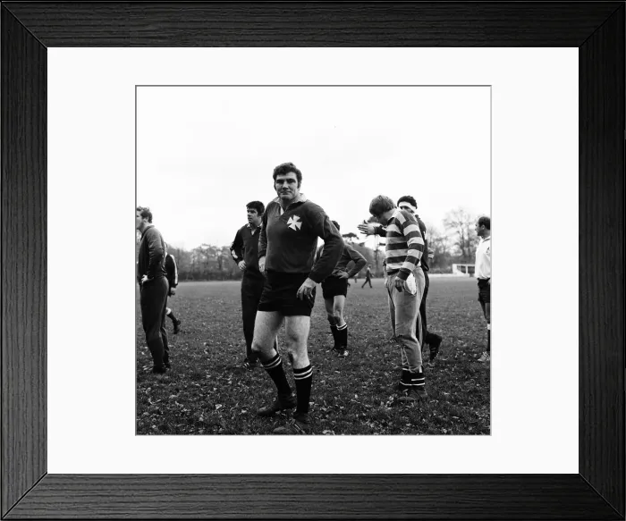 Framed Print : Welsh Rugby Team, Training Session, 8th November 1973. Walter Williams (foreground) Framed Print : Welsh Rugby Team, Training Session, 8th November 1973. Walter Williams (foreground)