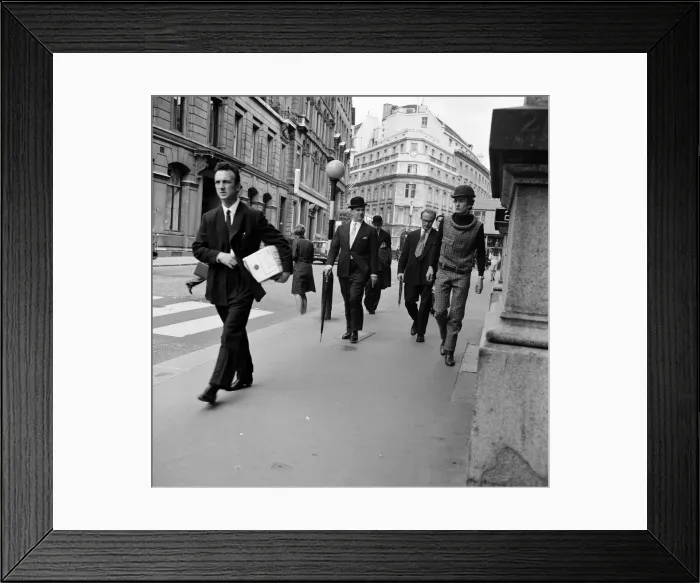 Framed Print : Daily Mirror journalist Christopher Ward, wearing the latest men Framed Print : Daily Mirror journalist Christopher Ward, wearing the latest men