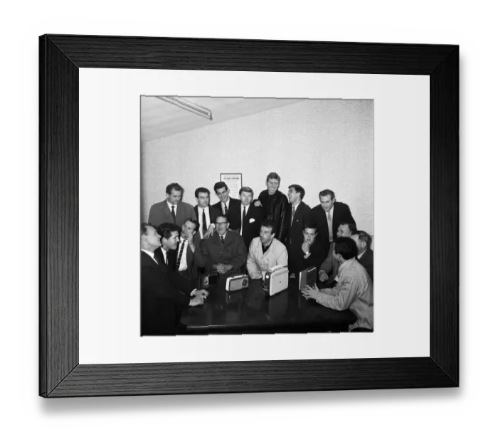 Framed Print : Footballer players of non league Gravesend and Northfleet listen to the draw for the FA Framed Print : Footballer players of non league Gravesend and Northfleet listen to the draw for the FA