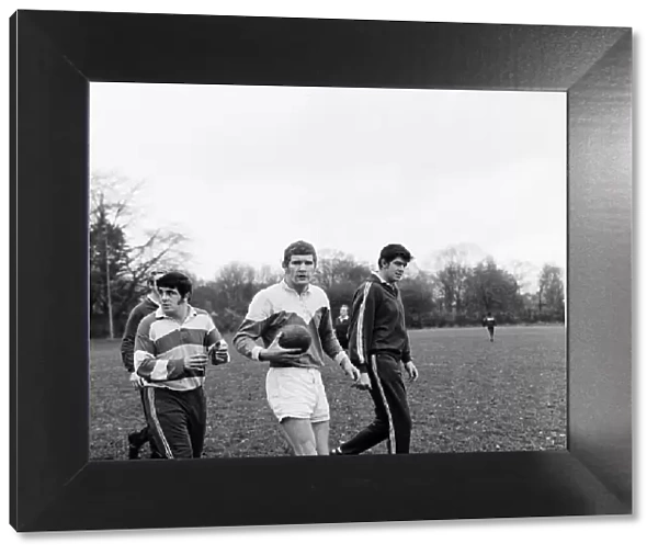Welsh Rugby Team, Training Session, 8th November 1973. Glyn Shaw (centre)