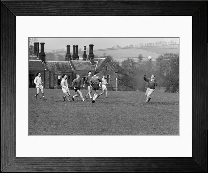 Framed Print : England team training session at Lea Green, Derbyshire. A shot on goal as Framed Print : England team training session at Lea Green, Derbyshire. A shot on goal as