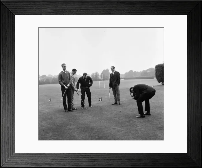 Framed Print : England team training session at Roehampton. Jimmy Greaves photographs a little Framed Print : England team training session at Roehampton. Jimmy Greaves photographs a little