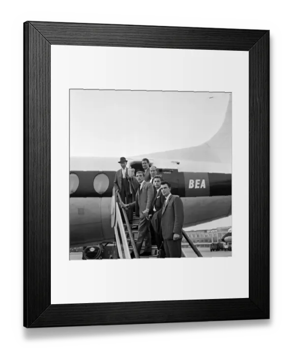 Framed Print : England team board their plane at Heathrow as they take a flight to Belfast for their