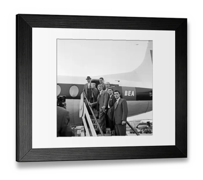 Framed Print : England team board their plane at Heathrow as they take a flight to Belfast for their