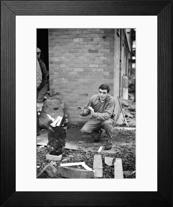 Framed Print : England team training session at Bellefield, Liverpool. Ian Callaghan gets warm Framed Print : England team training session at Bellefield, Liverpool. Ian Callaghan gets warm