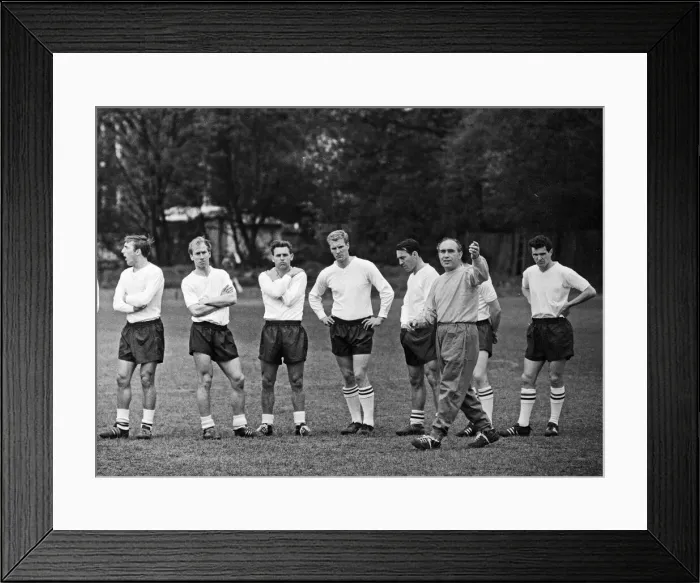 Framed Print : England team training session at Roehampton led by manager Alf Ramsey. 4th May 1964 Framed Print : England team training session at Roehampton led by manager Alf Ramsey. 4th May 1964