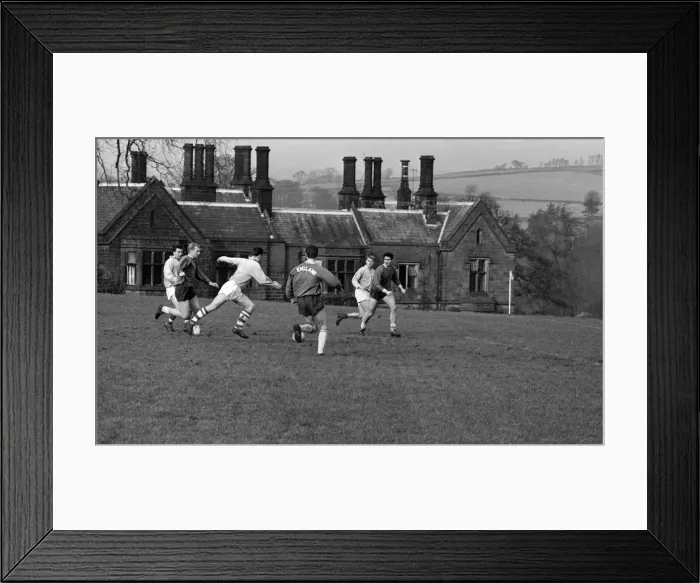 Framed Print : England team training session at Lea Green, Derbyshire. Fred Pickering