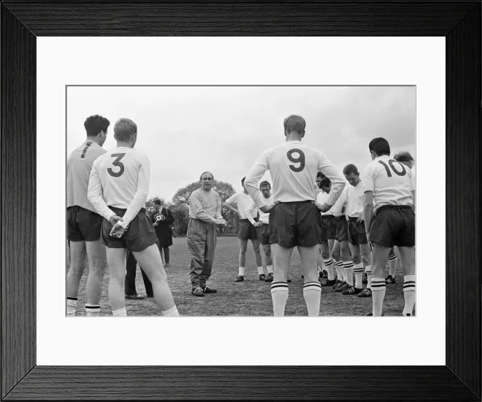 Framed Print : England team training session at Roehampton led by manager Alf Ramsey. 4th May 1964 Framed Print : England team training session at Roehampton led by manager Alf Ramsey. 4th May 1964