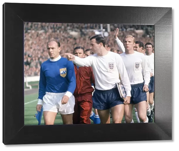 England v Rest of the World match at Wembley. The two teams walk out on to