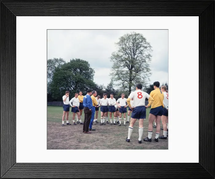 Framed Print : England team training session at Roehampton led by manager Alf Ramsey Framed Print : England team training session at Roehampton led by manager Alf Ramsey