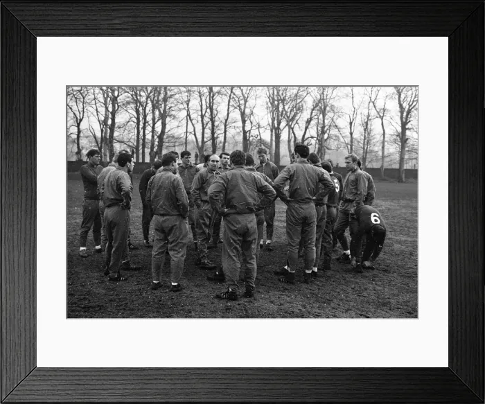 Framed Print : England team training session at Bellefield, Liverpool. Manager Alf Ramsey talking Framed Print : England team training session at Bellefield, Liverpool. Manager Alf Ramsey talking
