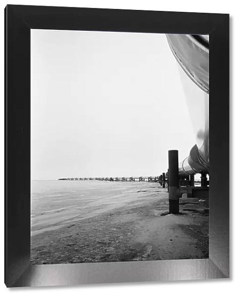 The Trans Alaska pipeline at pumping station one, Prudhoe Bay December 1977