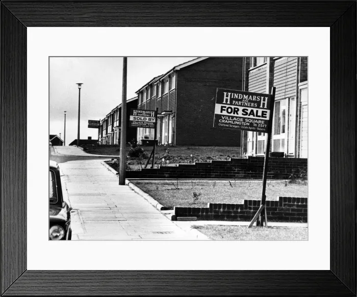 Framed Print : Street scene in Cramlington New Town. 31st March 1973 Framed Print : Street scene in Cramlington New Town. 31st March 1973