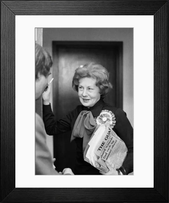 Framed Print : Barbara Castle, Member of Parliament for Blackburn, pictured campaigning in Salford