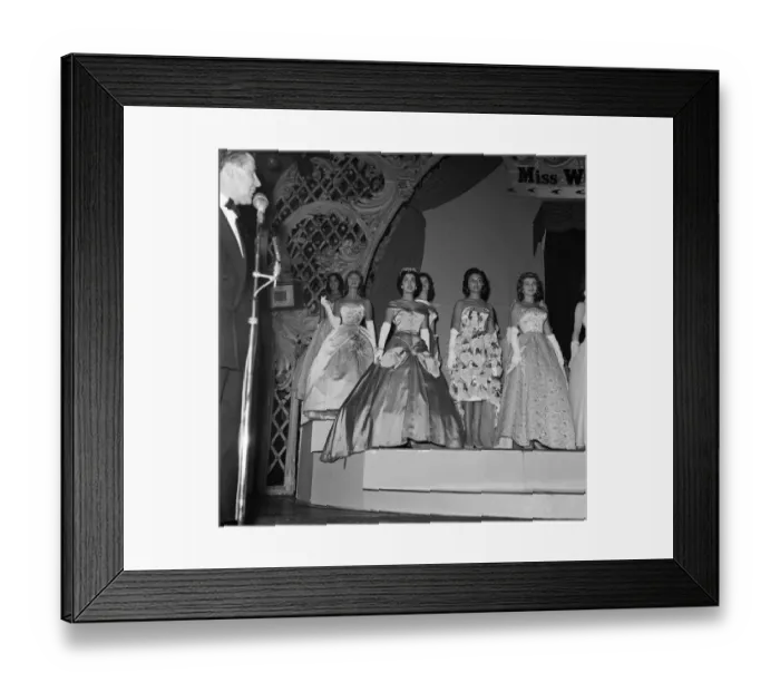 Framed Print : 18-year-old Marita Lindahl of Finland is awarded the title of MIss World 1957 Framed Print : 18-year-old Marita Lindahl of Finland is awarded the title of MIss World 1957